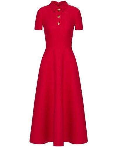 Valentino Garavani Short-sleeve Polo-collar Maxi Dress - Red