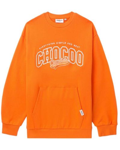 Chocoolate Logo-embroidered Cotton Sweatshirt - Orange