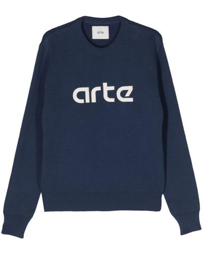 Arte' Kris Logo-embroidered Sweater - Blue