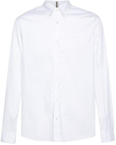 BOSS Logo-embroidered Poplin Shirt - White