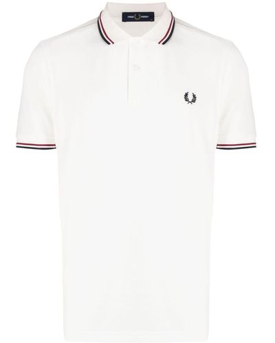 Fred Perry Poloshirt Met Contrasterende Afwerking - Wit