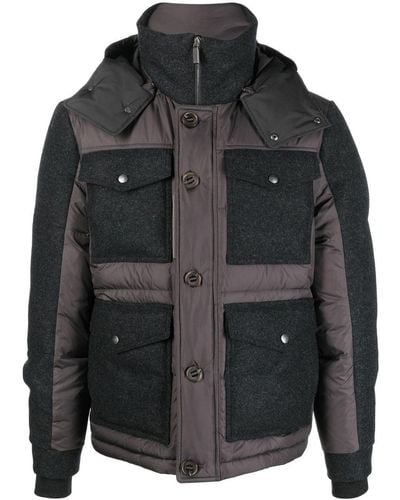 Canali Hooded Padded Jacket - Black