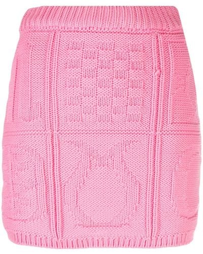 Nanushka Colinda Cable-knit Cotton Miniskirt - Pink