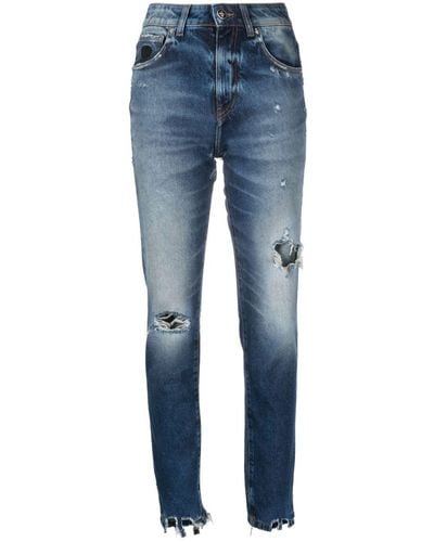 John Richmond Skinny-Jeans mit Logo-Patch - Blau