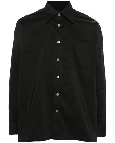 MM6 by Maison Martin Margiela Pointed-collar Long-sleeves Shirt - Black