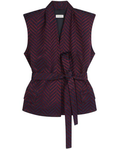 Dries Van Noten Stripe-pattern Cotton Vest - Purple