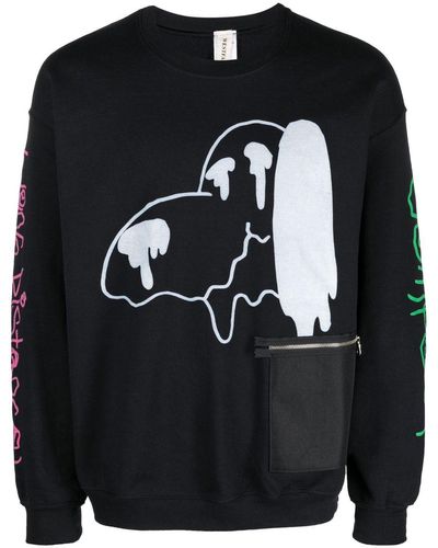 WESTFALL Geripptes Sweatshirt mit Print - Schwarz
