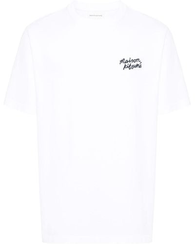 Maison Kitsuné T-Shirt mit Logo-Stickerei - Weiß