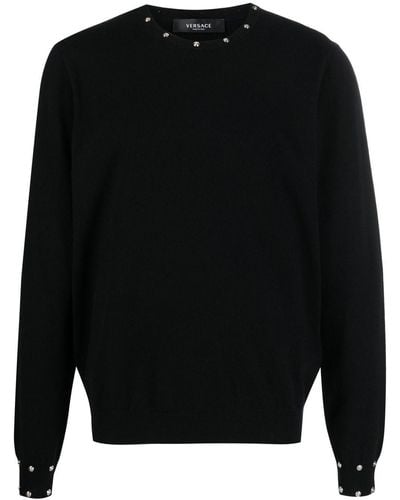 Versace Studded Crew-neck Sweater - Black