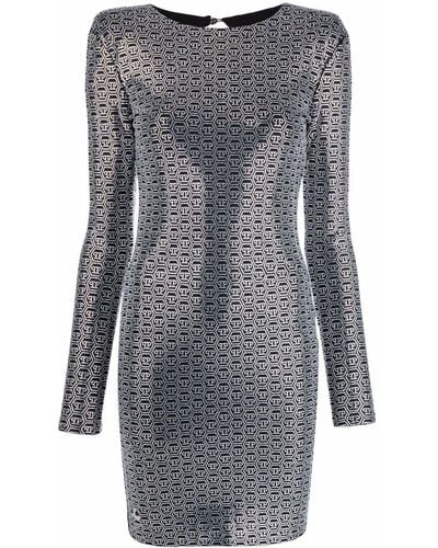 Philipp Plein Crystal-embellished Long-sleeve Mini Dress - Black