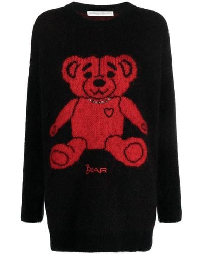 Alessandra Rich Bear Jacquard-knit Jumper - Black
