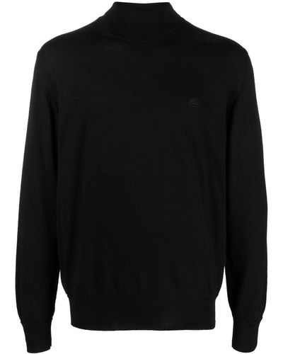 Etro Logo-embroidered Roll-neck Sweater - Black