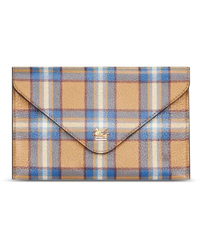 Etro Pochette en cuir à motif Pegaso - Bleu