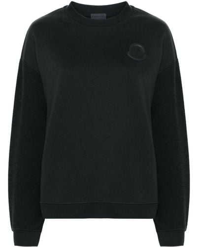 Moncler Rubberised-logo Panelled Sweatshirt - ブラック