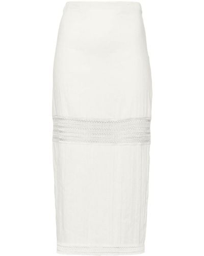 Patrizia Pepe Lace-panels Midi Skirt - White