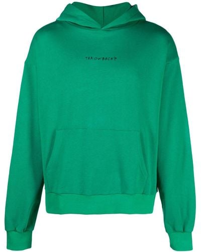 Throwback. Text-print Cotton Hoodie - Green