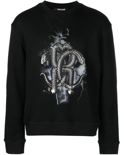 Roberto Cavalli Mirror Snake-print Sweatshirt - Black