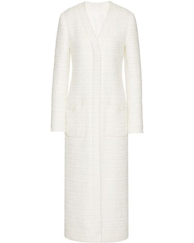 Valentino Garavani Tweed-Mantel mit V-Detail - Weiß