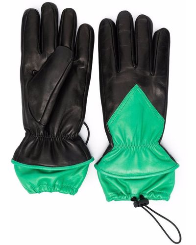 Bottega Veneta Drawstring-fastening Panelled Gloves - Green
