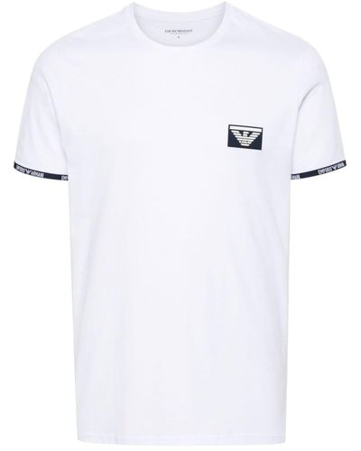Emporio Armani T-shirt en coton à logo appliqué - Blanc