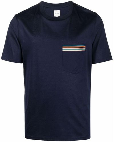 Paul Smith T-Shirt mit Brusttasche - Blau