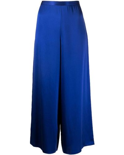 Voz Silk Wide-leg Trousers - Blue