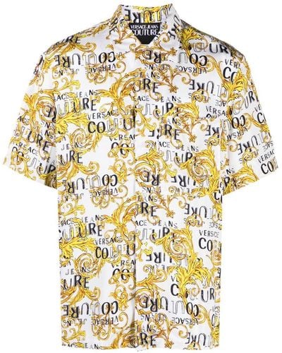 Versace Baroque-print Short-sleeve Shirt - Metallic