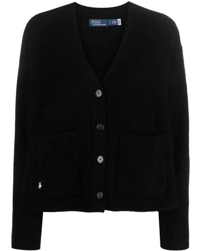 Polo Ralph Lauren Ribgebreid Vest Met Borduurwerk - Zwart
