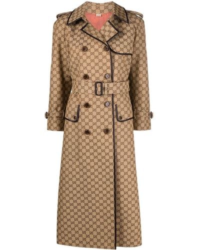 Gucci GG Pattern Trench Coat - Natural