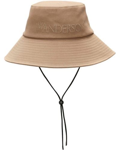 JW Anderson Logo-embroidered Cotton Bucket Hat - Natural
