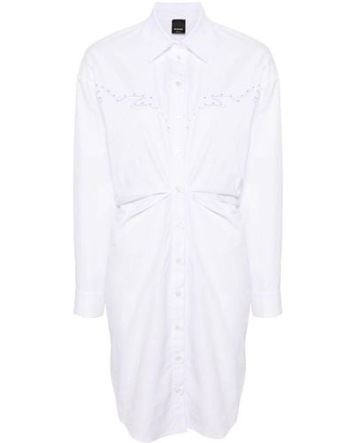 Pinko Eyelet-detail Cotton Shirtdress - White