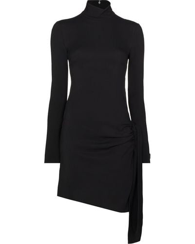 Dolce & Gabbana Ruched High Neck Mini Dress - Black