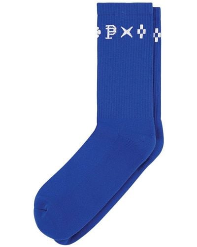 Purple Brand Logo-intarsia Cotton Socks - Blue