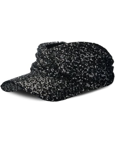 Maison Michel Nicky sequin-embellished visor hat - Schwarz