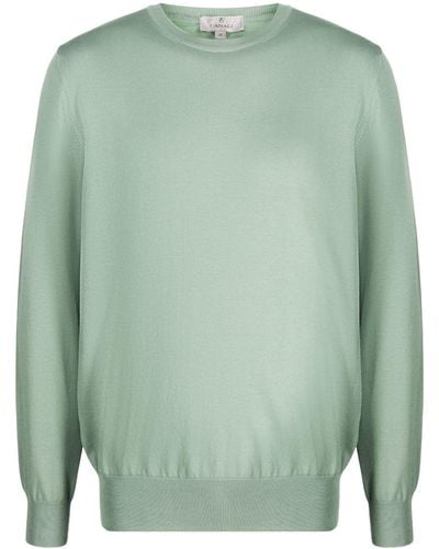 Canali Fine-knit Crew-neck Sweatshirt - Green