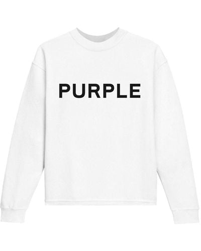 Purple Brand Sweat en polaire à logo imprimé - Blanc