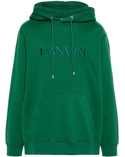 Lanvin Logo-embroidered Cotton Hoodie - Green