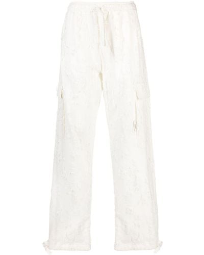 MSGM Distressed-effect Cotton Trousers - White