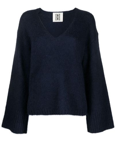 By Malene Birger V-neck Drop-shoulder Sweater - Blue