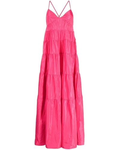 STAUD Tiered Sleeveless Long Dress - Pink