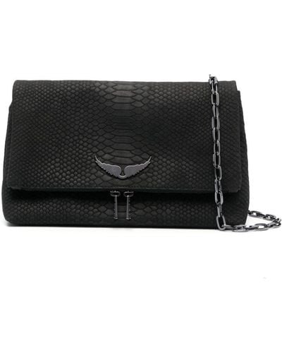 Zadig & Voltaire Snakeskin Leather Shoulder Bag - Black
