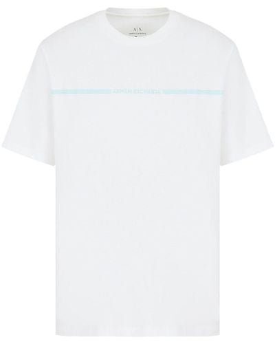 Armani Exchange T-Shirt mit Logo-Stickerei - Weiß