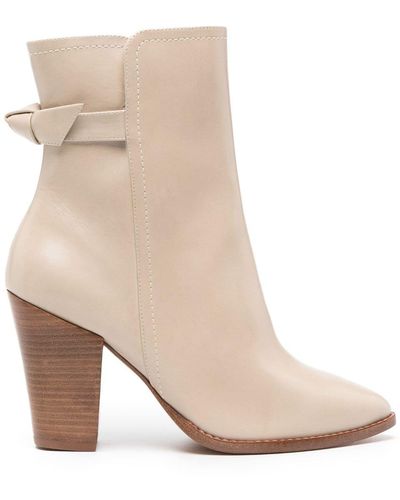 Alexandre Birman Bow-detail 95mm Leather Ankle Boots - Natural