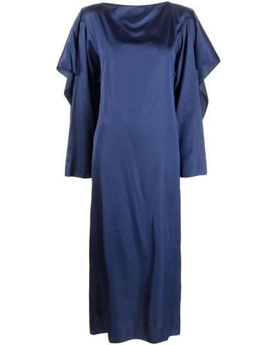 MM6 by Maison Martin Margiela Long-sleeve Satin Midi Dress - Blue