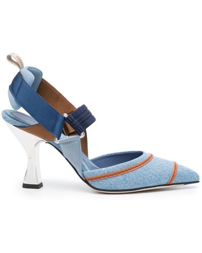 Fendi Colibrì 90mm Embroidered-logo Pumps - Blue