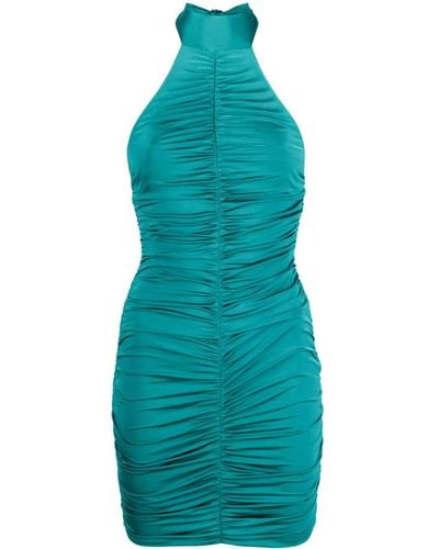 Noire Swimwear Ruched Halterneck Mini Dress - Blue
