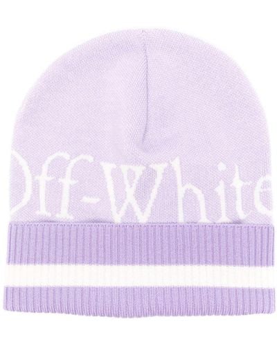 Off-White c/o Virgil Abloh Logo Pixel Wool Beanie - Purple