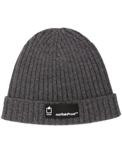 Styland Logo-patch Ribbed-knit Beanie - Gray