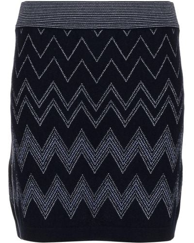 Missoni Zigzag-pattern Metallic-threading Mini Skirt - Blue