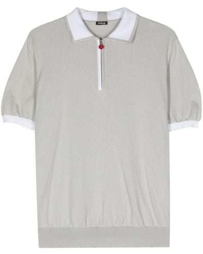 Kiton Contrasting-trim Cotton Polo Shirt - Gray